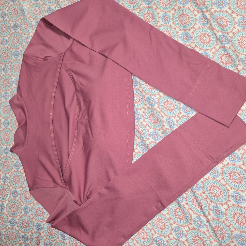 Pink Long Sleeve Crop Top